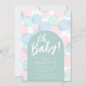 Oh Baby Polka Dots Babydusche Einladung (Vorderseite)