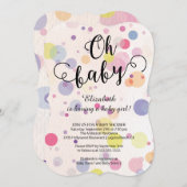 Oh, Baby! Polka Dots Neutral Baby Shower Einladung (Vorne/Hinten)