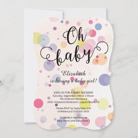 Oh, Baby! Polka Dots Neutral Baby Shower Einladung (Vorderseite)