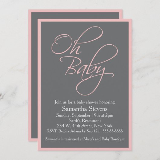 Oh Baby Posh Baby Shower für Mädchen Einladung (Vorne/Hinten)