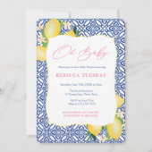 Oh Baby Positano Lemons Pink Girl Baby Dusche Einladung (Vorderseite)
