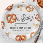 Oh Baby Pretzels & Schnullers Baby Dusche Willkomm Pappteller<br><div class="desc">Pretzels & Schnuller Babydusche mit Darstellung von weichem Brezel in "Oh Baby" Text mit Abbildungen von Brezeln und Schnullern rund um den Text. Hintergrund ist U-Bahn-Fliesen inspiriert.</div>