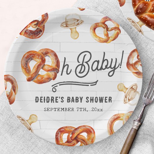 Oh Baby Pretzels & Schnullers Baby Dusche Willkomm Pappteller