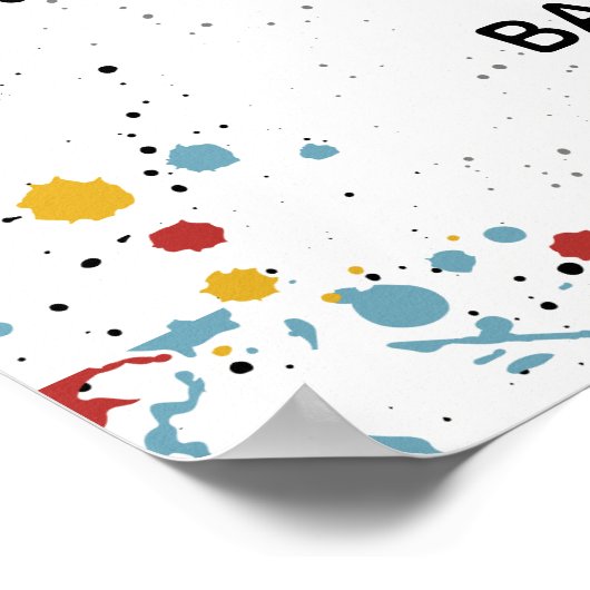 Oh Baby primäre Paint Spritzer Neutral Baby Dusche Poster (Ecke)