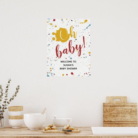 Oh Baby primäre Paint Spritzer Neutral Baby Dusche Poster (Küche)