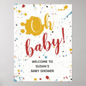 Oh Baby primäre Paint Spritzer Neutral Baby Dusche Poster (Vorne)