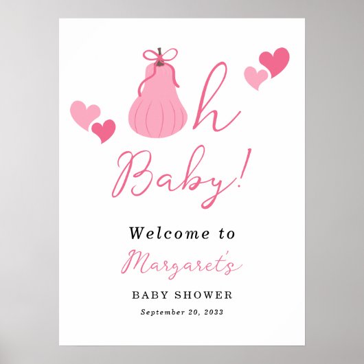 Oh Baby Pumpkin Bow Girl Baby Dusche Willkommen Poster (Vorne)