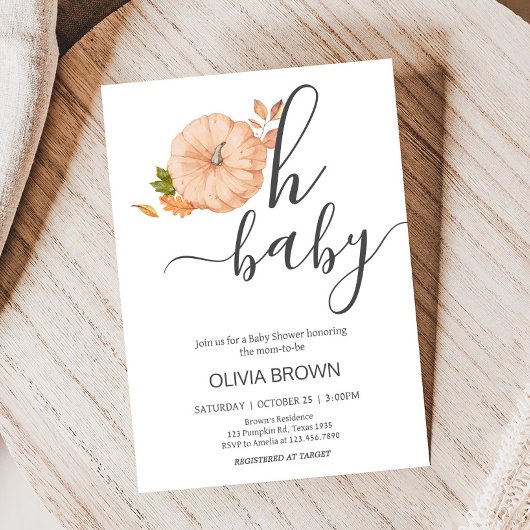 Oh Baby Pumpkin Fall Baby Shower Einladung