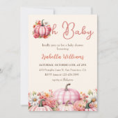 Oh Baby Pumpkin Fall Floral Pink Baby Dusche Einladung (Vorderseite)