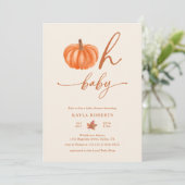 Oh Baby Pumpkin Modern Fall Baby Dusche Einladung (Stehend Vorderseite)