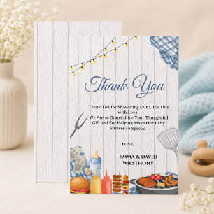 Oh Baby-Q Baby Shower Junge Rustikales BBQ Dankeskarte