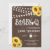 Oh Baby-Q Baby Shower Rustic Sunflower BBQ Einladung (Vorderseite)