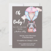 Oh Baby Raccoon und Heißluftballon Babydusche Einladung (Vorderseite)