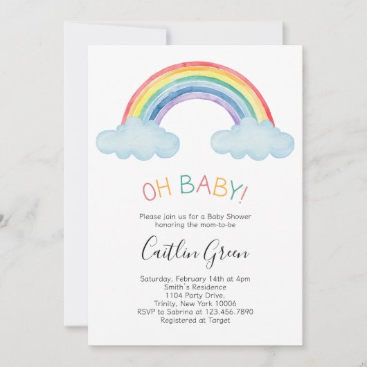 Oh Baby Rainbow Baby Dusche Einladung (Vorderseite)