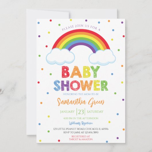 Oh Baby Rainbow Baby Dusche Einladung (Vorderseite)