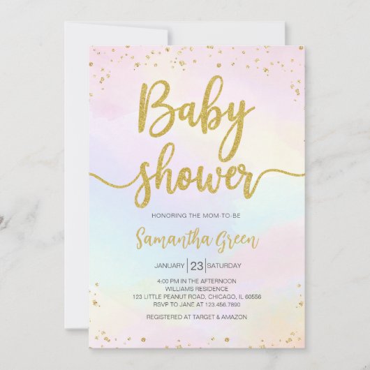 Oh Baby Rainbow Baby Dusche Einladung (Vorderseite)