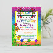 Oh, Baby! Rainbow Baby Shower Einladung (Stehend Vorderseite)