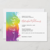 Oh Baby, Rainbow Watercolor Babydusche, Orange Einladung (Vorderseite)