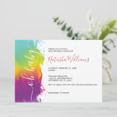 Oh Baby, Rainbow Watercolor Babydusche, Orange Einladung (Stehend Vorderseite)