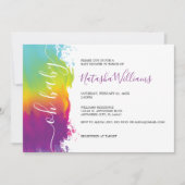 Oh Baby, Rainbow Watercolor Kinderdusche, Lila Einladung (Vorderseite)