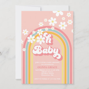 Oh Baby Retro Rainbow Daisy Baby Dusche Einladung