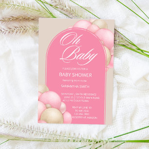 Oh Baby rosa beige Ballons Bogen minimalistisch ei Einladung