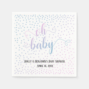 "Oh Baby!" Rosa Blau Konfetti, Namen & Datum Serviette