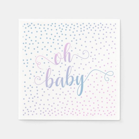 "Oh Baby!" Rosa blaue Konfetti, geschlechtsneutral Serviette (Vorderseite)