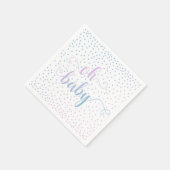 "Oh Baby!" Rosa blaue Konfetti, geschlechtsneutral Serviette (Ecke)