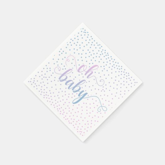 "Oh Baby!" Rosa blaue Konfetti, geschlechtsneutral Serviette (Ecke)