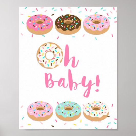 Oh, Baby! Rosa Donut Sprinkle Duschzeichen Poster (Vorne)