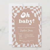 Oh, Baby! rosa geprüft | Gingham | Babydusche I Einladung (Vorderseite)