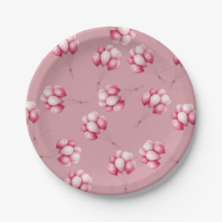 Oh Baby Rosa Luftballons Pappteller