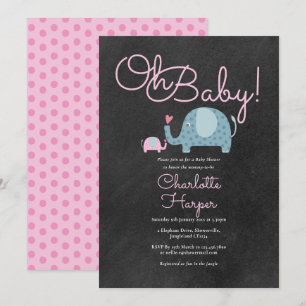 Oh Baby Rosa Punkte Elefant Baby Shower Einladung
