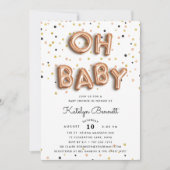 Oh Baby | Rose Gold Baby Dusche Einladung (Vorderseite)