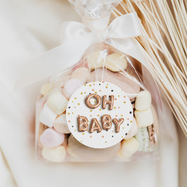 Oh Baby | Rose Gold Baby Dusche Runder Aufkleber