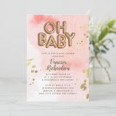Oh Baby Rose Gold Foil Ballon Babydusche Ankündigung (Stehend Vorderseite)