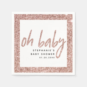 Oh Baby Rose Gold Pink Glitzer Girl Baby Dusche Serviette