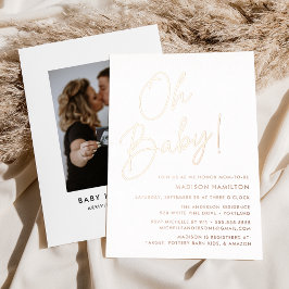 Oh Baby Rose Gold Script Foto Babydusche Folieneinladung