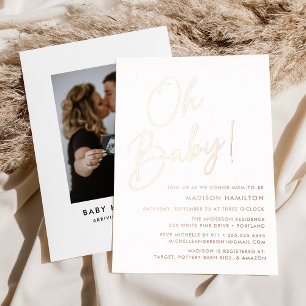Oh Baby Rose Gold Script Foto Babydusche Folieneinladung