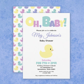 Oh Baby Rubber Duck Gender Neutral Baby Shower Einladung