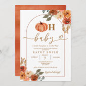 Oh Baby Rustic Boho Floral Pumpkin Baby Dusche Einladung (Vorne/Hinten)