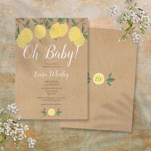 Oh Baby Rustic Boho Lemons Babydusche Einladung