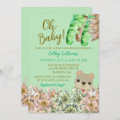 Oh Baby Rustic Greenery Teddy Bear Baby Dusche Einladung (Vorne/Hinten)