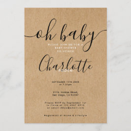 Oh Baby Rustic Kraft Baby Dusche / Sprinkle Einladung