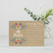 Oh, Baby! Rustic Kraft Blumenkleider Baby Dusche Einladung (Stehend Vorderseite)