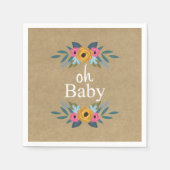 Oh, Baby! Rustic Kraft Blumenkleider Baby Dusche Serviette (Vorderseite)
