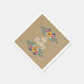 Oh, Baby! Rustic Kraft Blumenkleider Baby Dusche Serviette (Ecke)