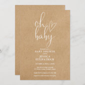 Oh Baby Rustic Kraft Boho All in one Baby Dusche Einladung (Vorne/Hinten)