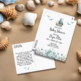 "Oh, Baby" Rustikale blaue Babydusche Postkarte